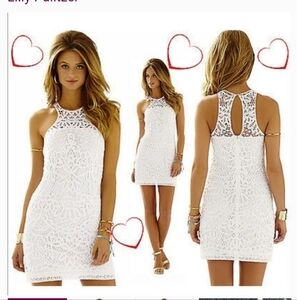 Lilly Pulitzer Jamie white crochet knit sleeveless white dress w/ lining.